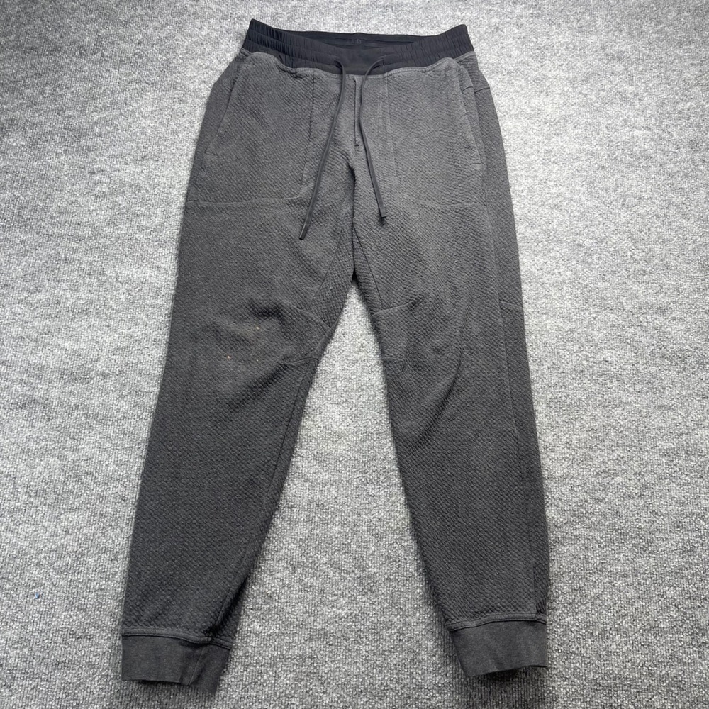 Lululemon At Ease Jogger Textured Grey Honeycomb Knit Pants Mens Size M